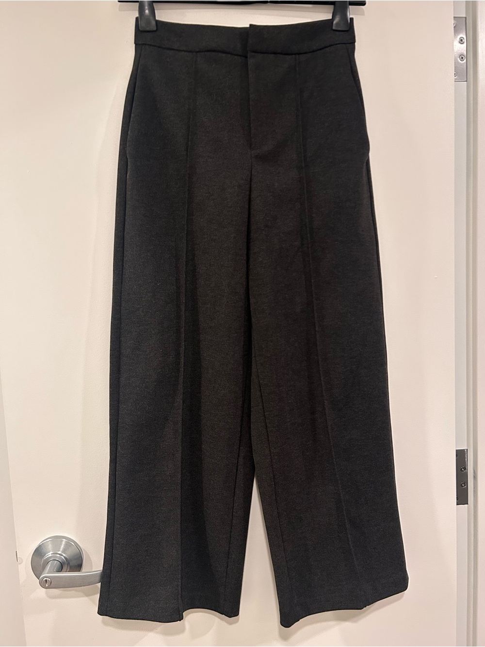 Wool Blend Coat fabric Dark Gray Suit Wide-Leg Trousers